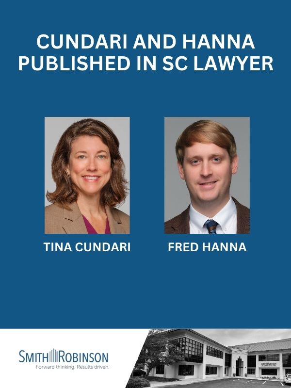 Tina Cundari and Fred Hanna publish article in September edition of SC Lawyer